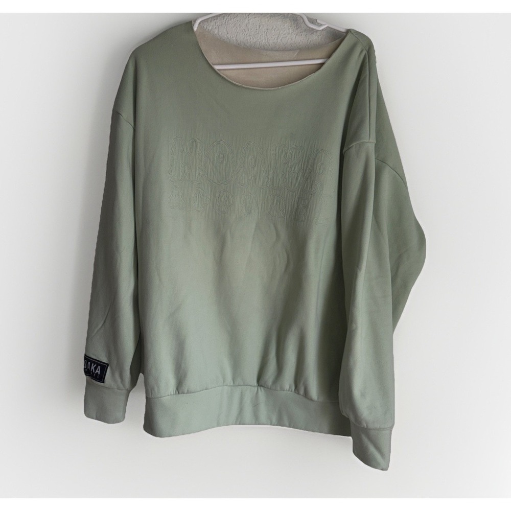 Organic Cotton Hoaka Apparel Green Wode Neck Pullover Sweatshirt Cozy Sz Large
